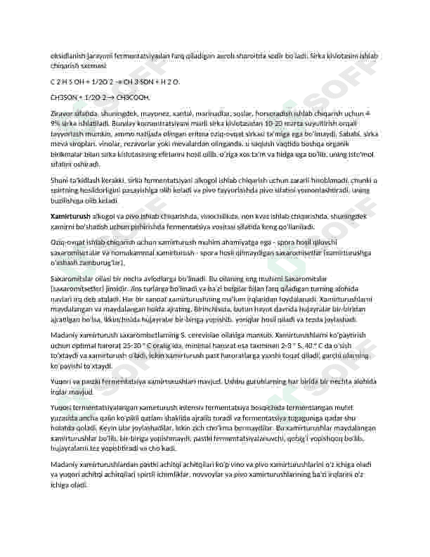 Oziq ovqat sanoatida mikroorganizmlarlardan foydalanish. 3