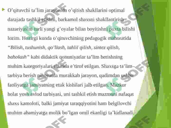 O'qituvchining ta'lim jarayonidagi faoliyati va darsga tayyorgarligi 3