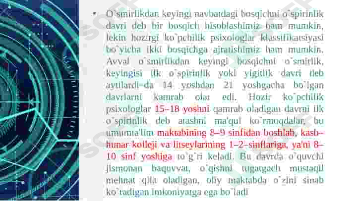 ILK O’SPIRINLIK DAVRIDA O’QUV KASBIY FAOLIYATINING YETAKCHI FAOLIYATGA AYLANISHI VA KASB TANLASH MUAMMOSI. 3