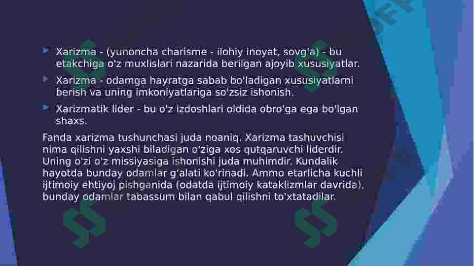 Xarizmatik yetakchilik 3