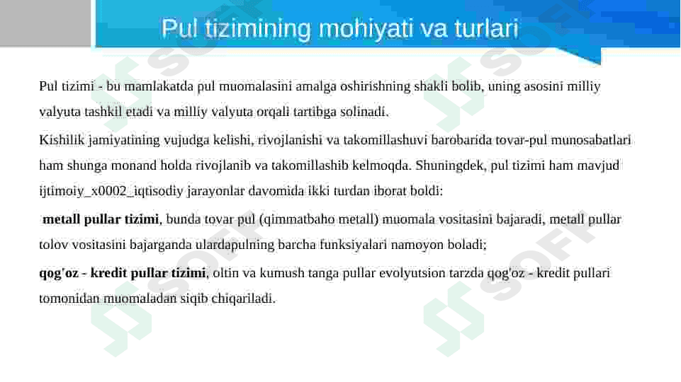 Pul tizimi mazmuni, turlari va elementlari 3