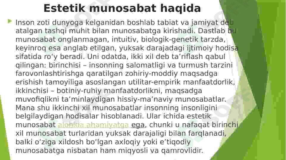 Estetik munosabat, nafosat va estetik anglash 3