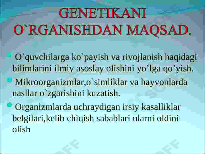 Genetika fani mavzularini yoritishda o`quvchilarda ko`nikmalar hosil qilish 3