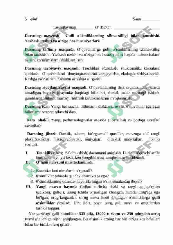 5-sinf botanika konspekt 3