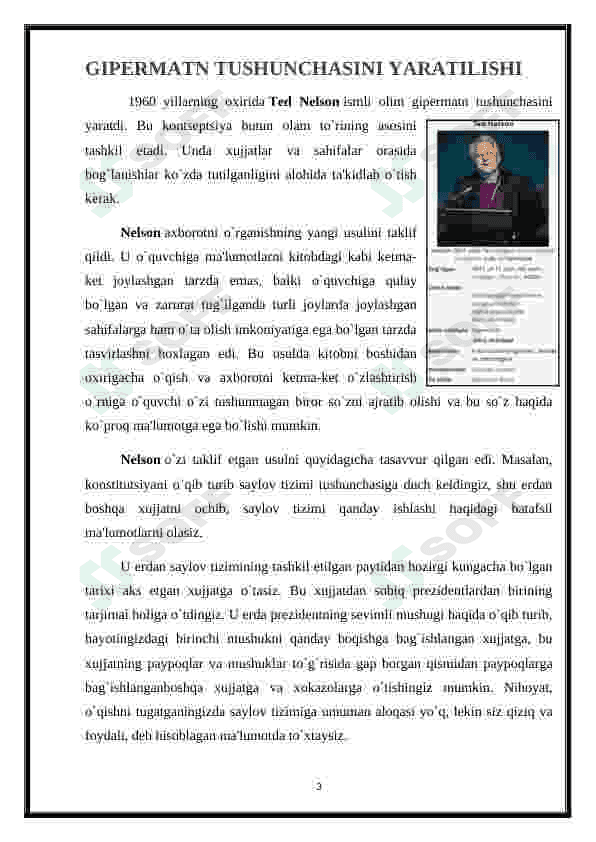 Gipertekst. Gipermurojaat va gipermedia tushunchalarini tavsiflash 3