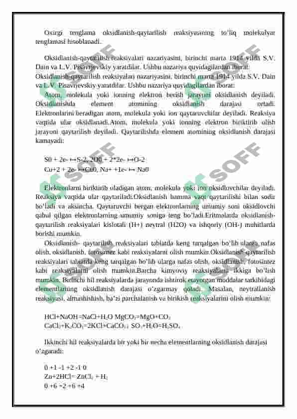 Oksidlanish qaytarilish reaksiyalari 3