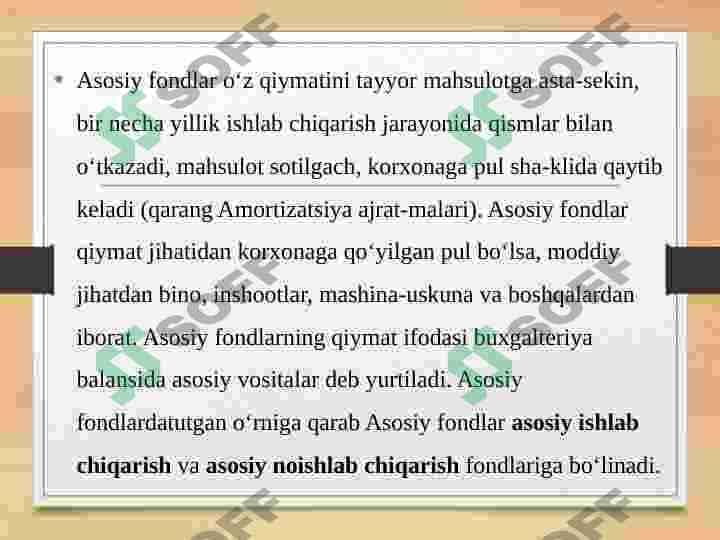 Asosiy ishlab chiqarish fondlaridan foydalanish ko’rsatkichlari 3