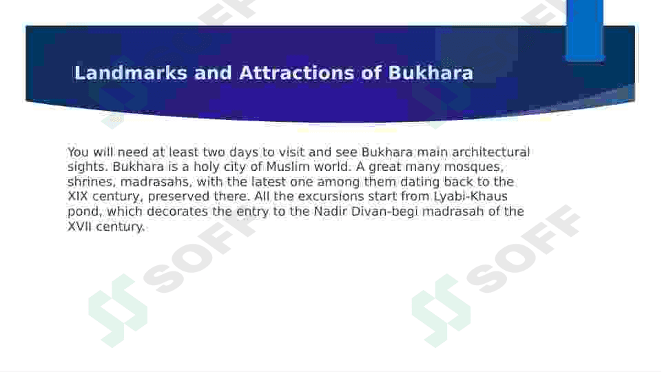 Historical sightseeings of Uzbekistan       Bukhara/Samarkand/Khiva 3