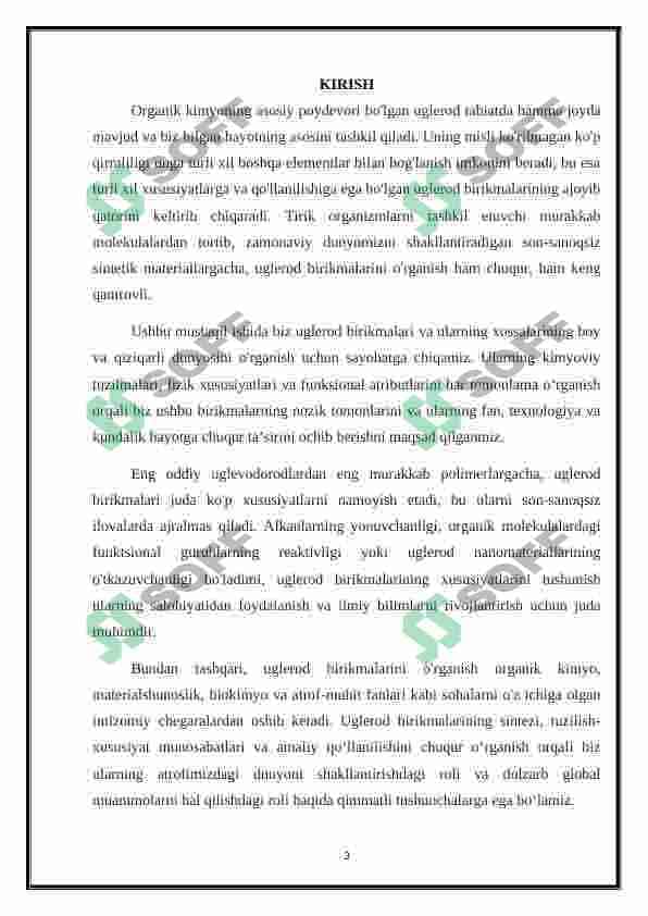 Uglerod birikmalari va xossalari - CARBON [C] 3