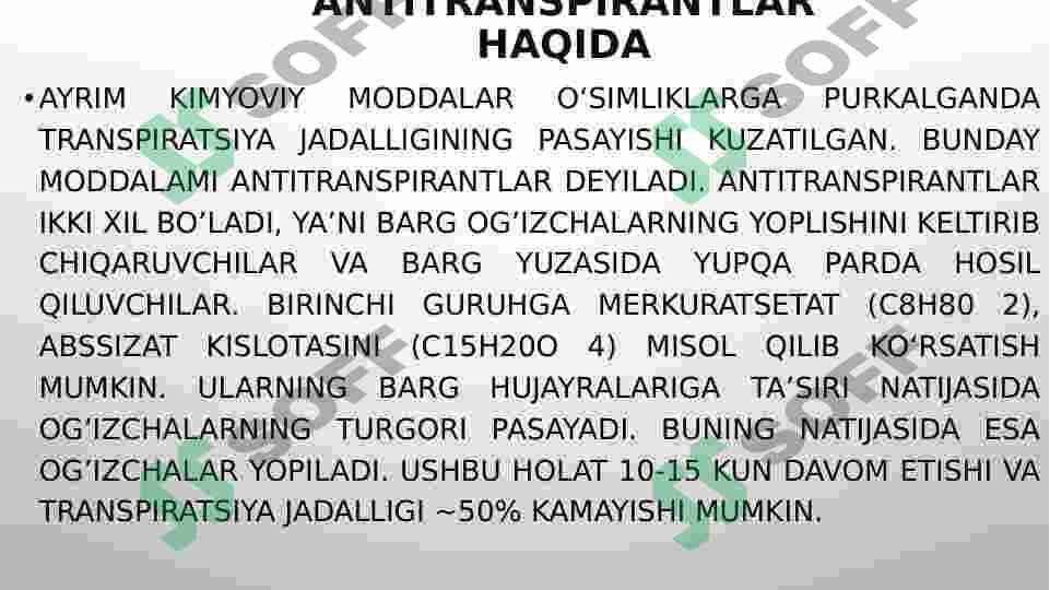 Antitranspiratlar va ularning ta'sir etish mexanizmlari 3