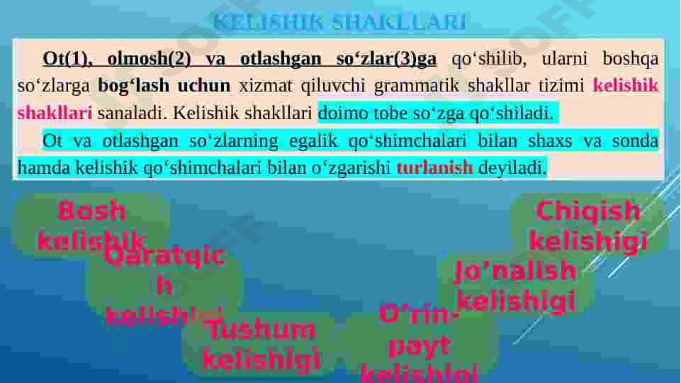 Kelishik shakllari haqida umumiy tushunchalar. 3