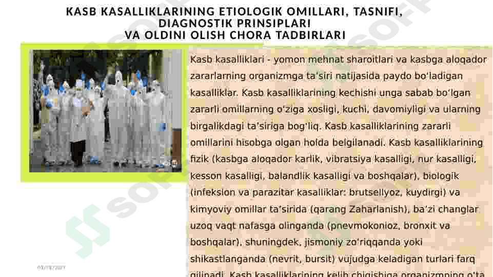 Kasb kasalliklarining etiologik omillari, tasnifi, diagnostik prinsiplariva oldini olish chora tadbirlari 3