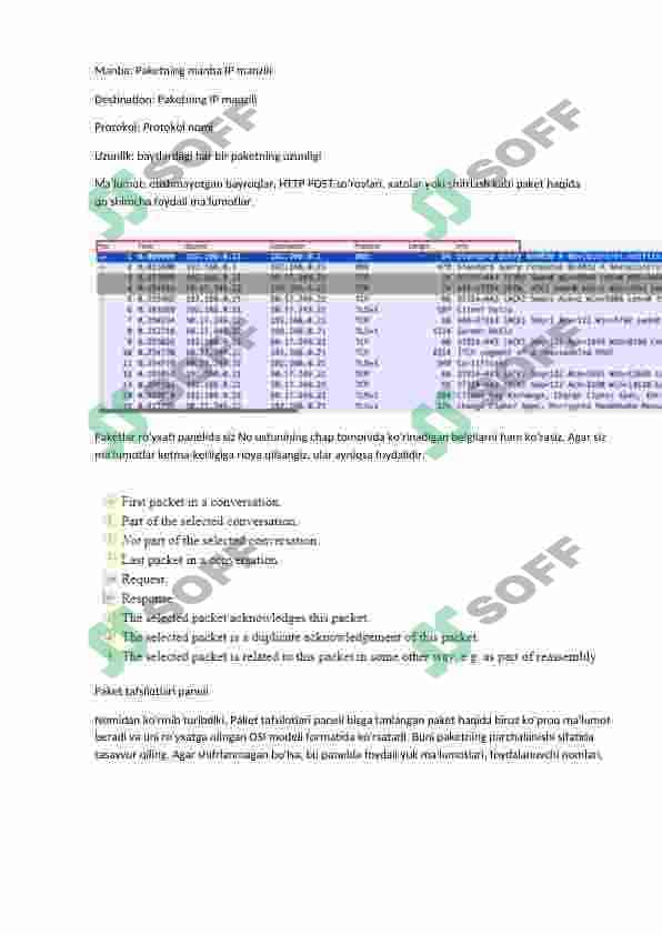 Wireshark ilovasini o‘rnatish va sozlash. Wireshark ilovasi yordamida TCP paketini tahlillash 3