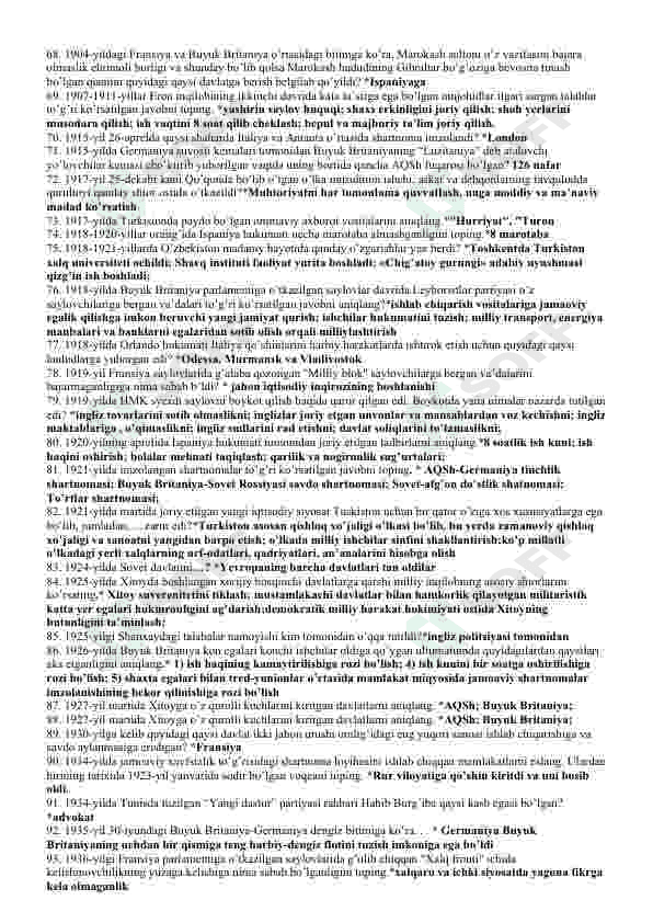Umumiy Ta'rix-1074 ta savol va javob to'plami 3
