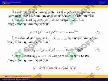 O’zgarmas koeffisiyentli chiziqli bir jinsli differensial tenglamalarni yechish 3