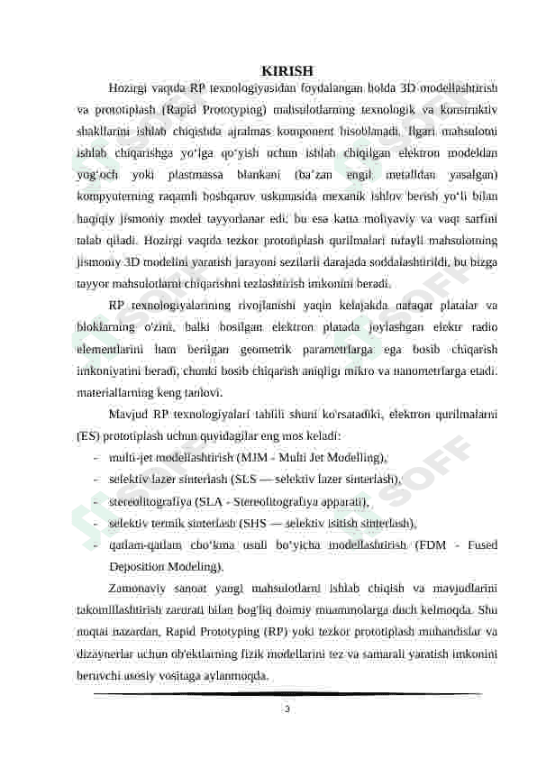RP (rapid prototype – tezkor prototiplash) texnologiyasi 3