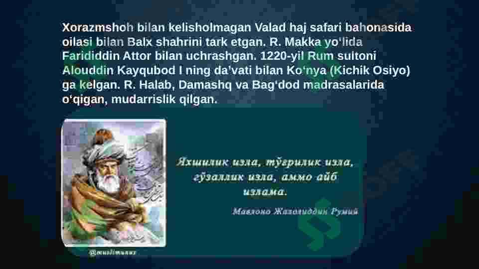 Jaloliddin Rumiyning “ Ichindagi ichindadir’ bor” 3