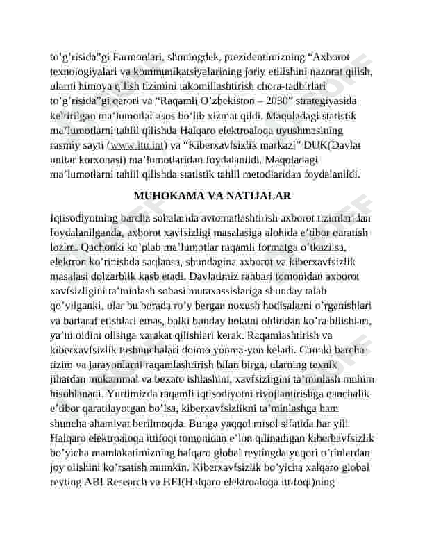 "Raqamli iqtisodiyotda kiberxavfsizlikni roli" mavzusida mustaqil ish 3