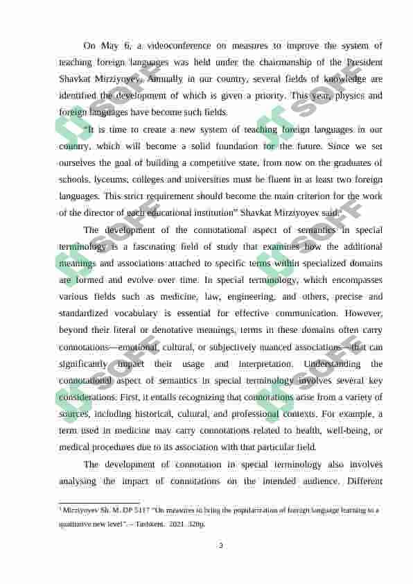 DEVELOPMENT OF THE CONNOTATIONAL ASPECT OF SEMANTIC IS SPECIAL TERMINOLOGY 3