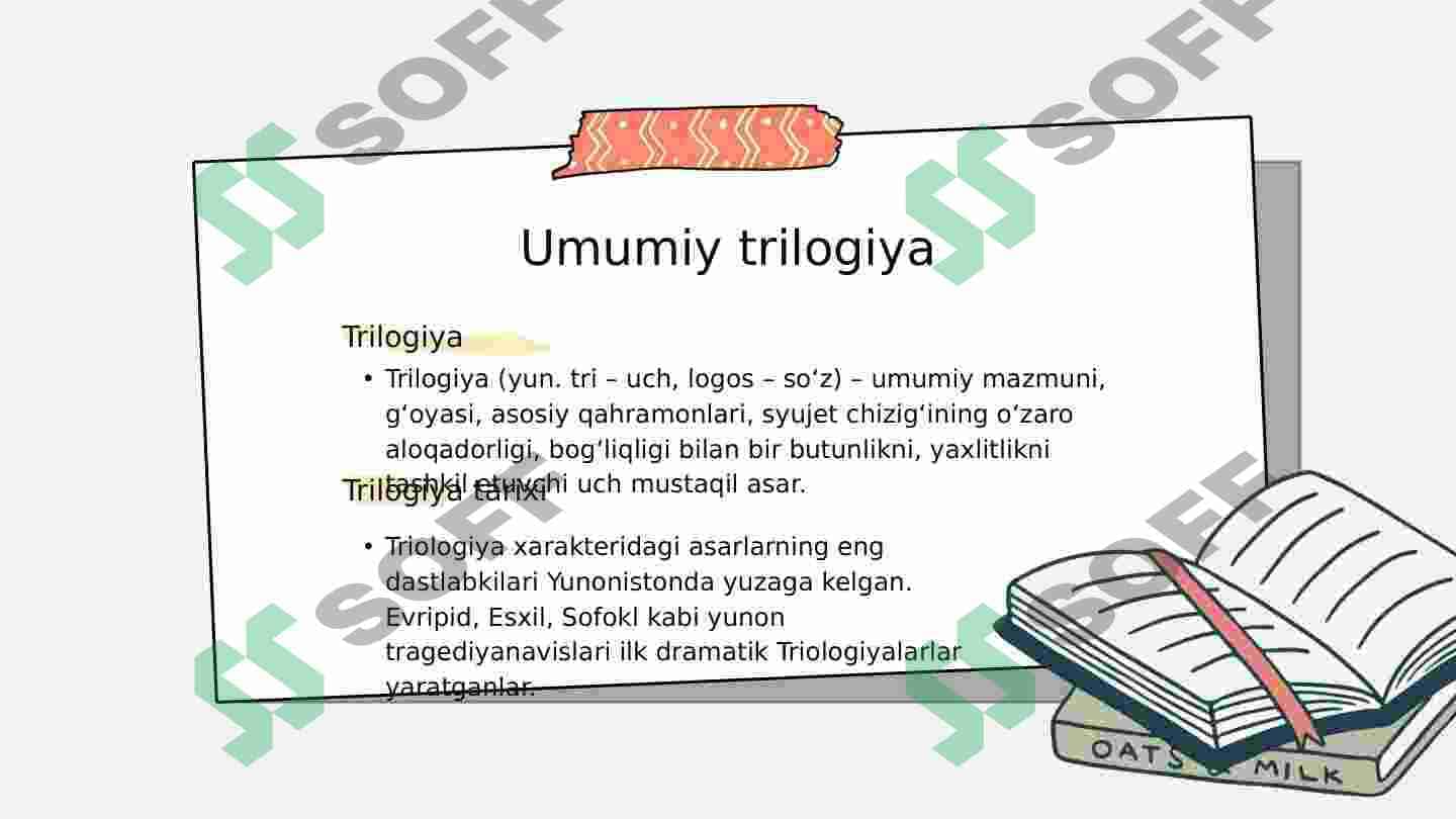 Trilogiya haqida ummumiy ma'lumot berish Ufq Romani haqida nazariy ma'lumot 3