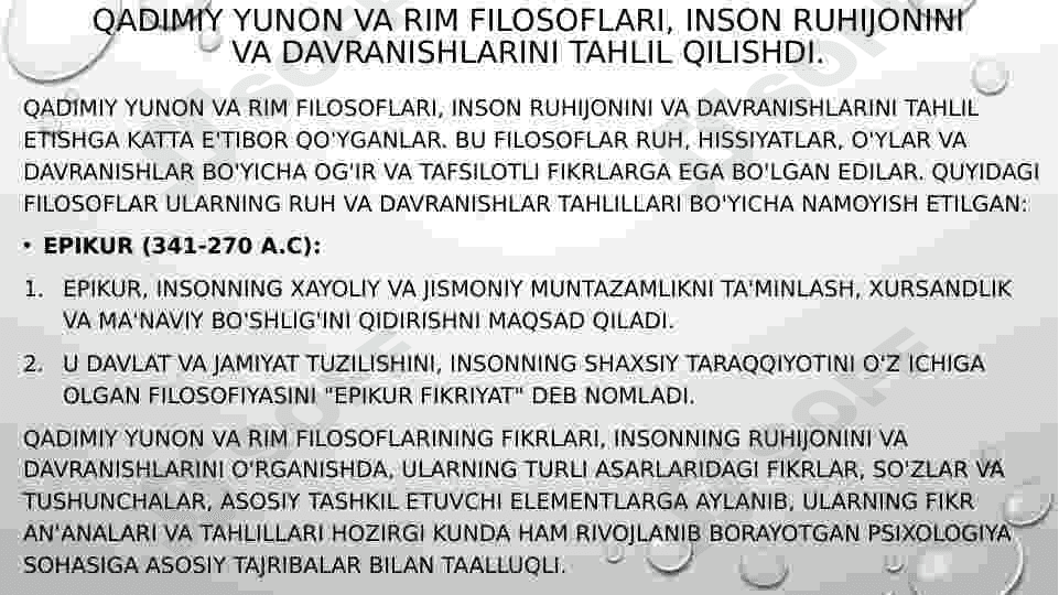 Psixologik fikrlarning rivojlanishi tarixi 3