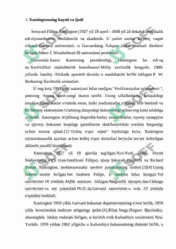 S.Xantingtonning sivilizatsiyalar to'qnashuvi kontsepsiyasi 3