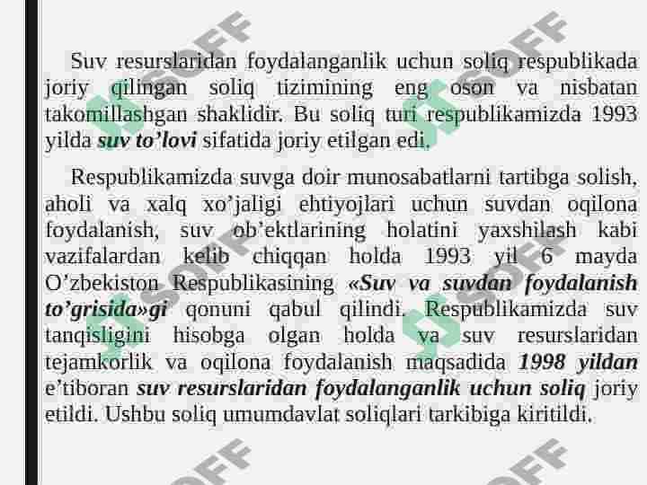 Suv resurslaridan foydalanganlik uchun soliq 3