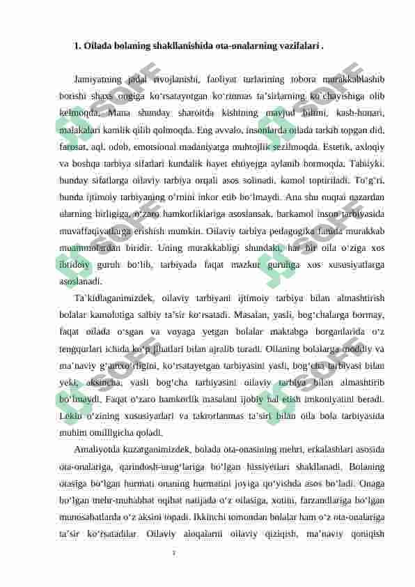 Oilada bolalarni tarbiyalash usullari 3