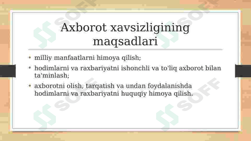 Axborot xavsizligini taminlash masalalari. 3