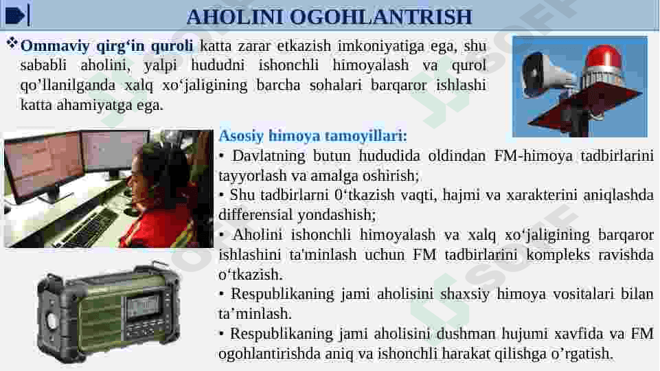 FAVQULOTDA VAZIYATDA AHOLINI MUHOFAZALASH.JAMOAVIY HIMOYA VOSITALARI. 3