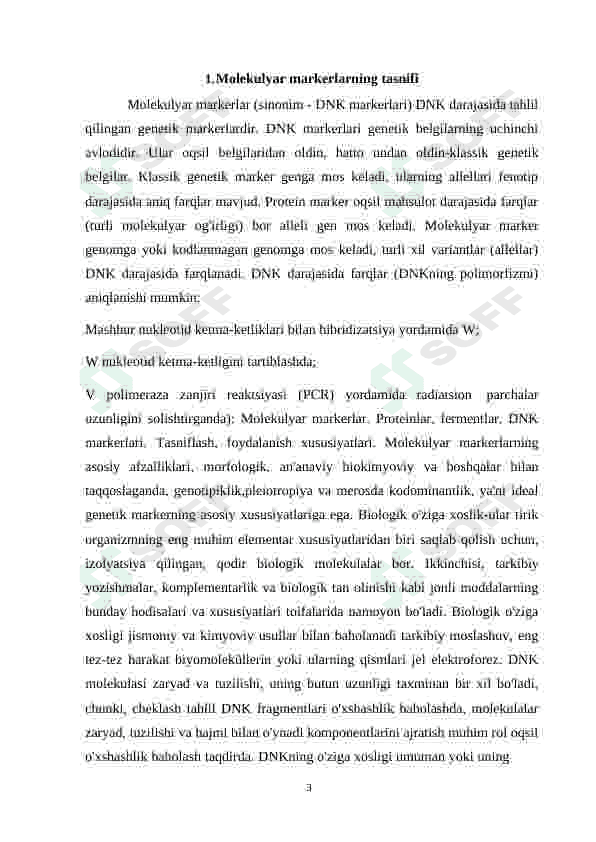 Molekulyar markerlar va ularning amaliyotda qo’llanishi 3
