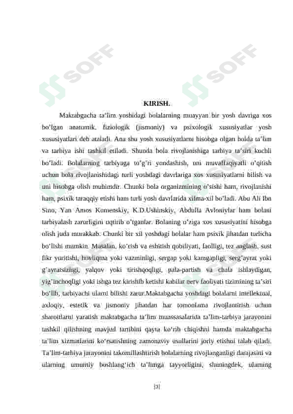 Maktabgacha   yoshdagi  bolalarning rivojlanishi  va  ta'lim  tarbiyasi kurs ishi 3