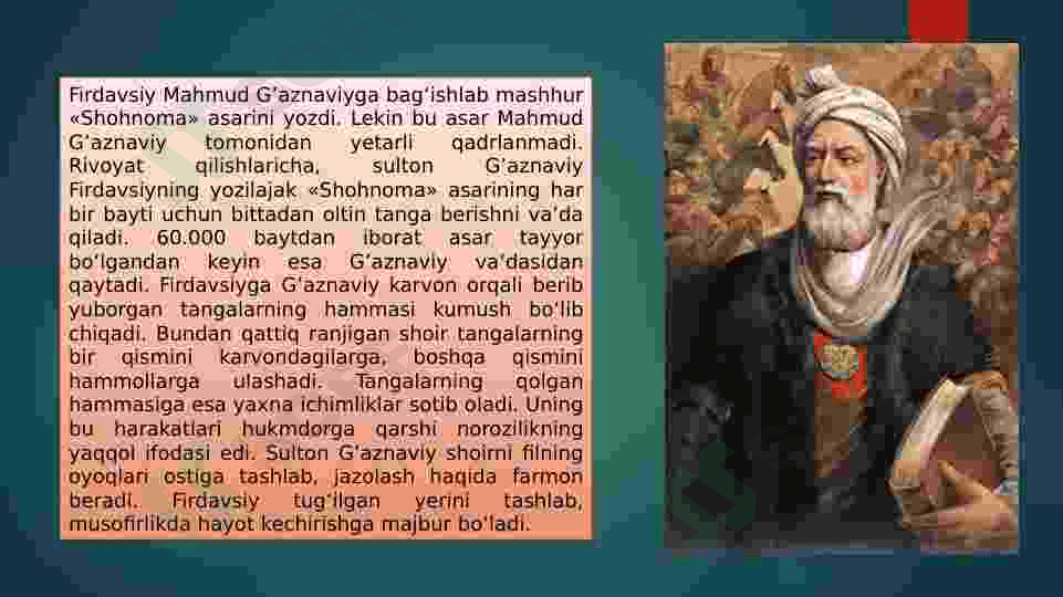 Abdulqosim Firdafsiyning hayoti va jahon adabiyoti,madaniyatiga qo’shgan buyuk xizmati 3