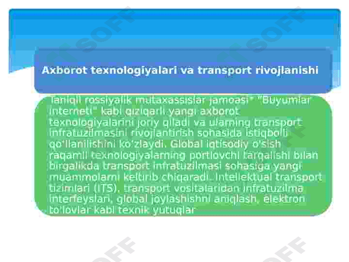 Iqtisodiy masalalarni yechish uchun transport infratuzilmasini yangilash uchun axborot texnologiyalaridan qanday foydalanish mumkin 3