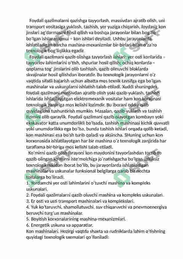 Ochiq konlarda qo'llaniladigan kombaynlar va mexanik qazish uskunalari 3