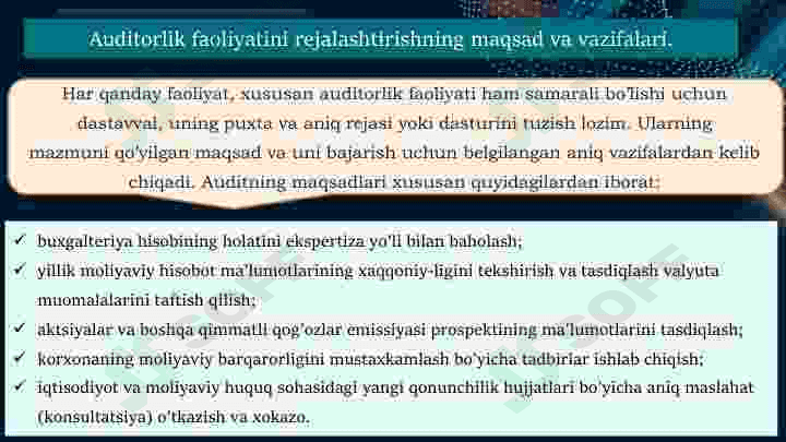 Auditni umumiy rejasini tayyorlash va tuzish 3