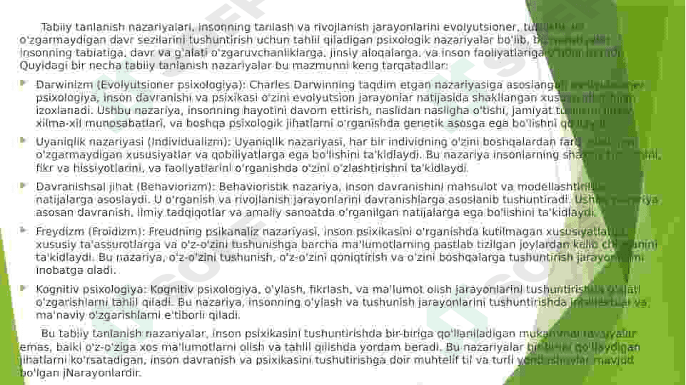 Tabiy va jinsiy tanlanish nazariyalari 3