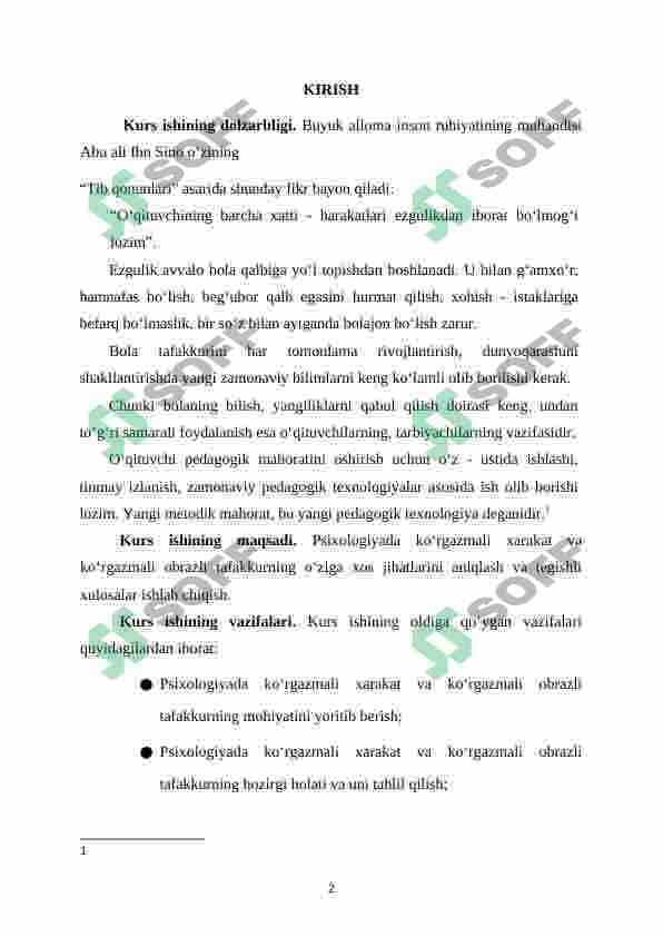 Psixologiyada koʻrgazmali xarakat va koʻrgazmali obrazli tafakkur 3