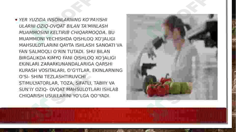 Kimyo fanining hozirgi zamon muammolarini hal etishdagi o’rni 3
