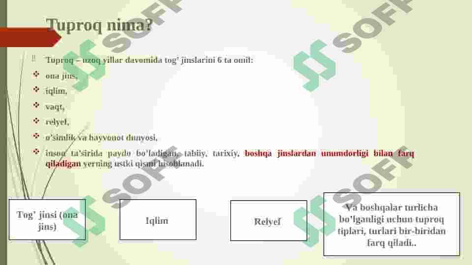 Tuproqshunoslik fani , tarixi , o'rganish metodlari va istiqbollari 3