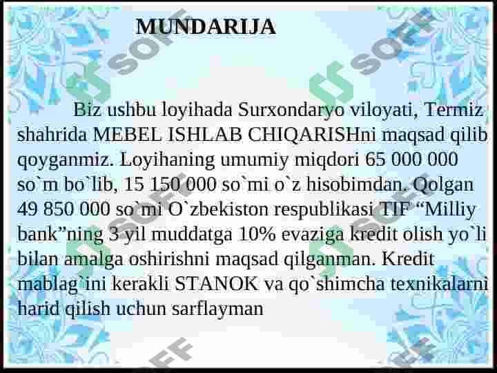 Mebel ishlab chiqarish 3