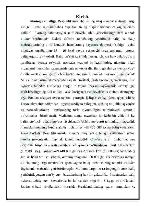 Hovuzlarni tabiiy mahsuldorligini aniqlash. 3