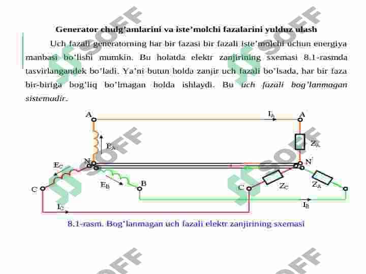 Uch fazali iste’molchilarni uchburchak va yulduz sxemada ulash 3