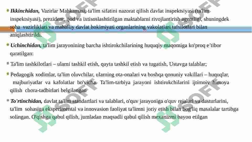 O'ZBEKISTON RESPUBLIKASIDA TA'LIM  SOHASIDA AMALGA OSHIRILGAN ISLOHOTLAR 3