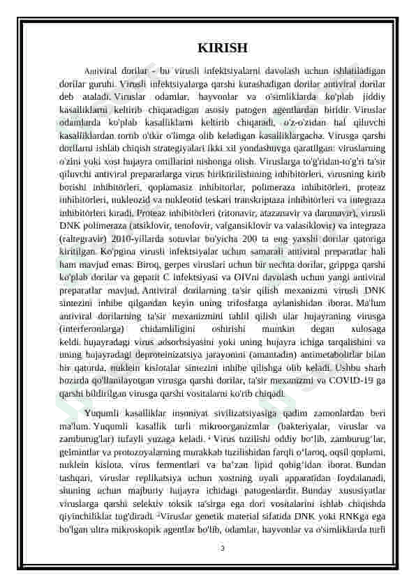 Viruslar va o'smalar ta'siriga qarshi dori vositalarining tashqi mexanizmi (DNK, RNK) 3