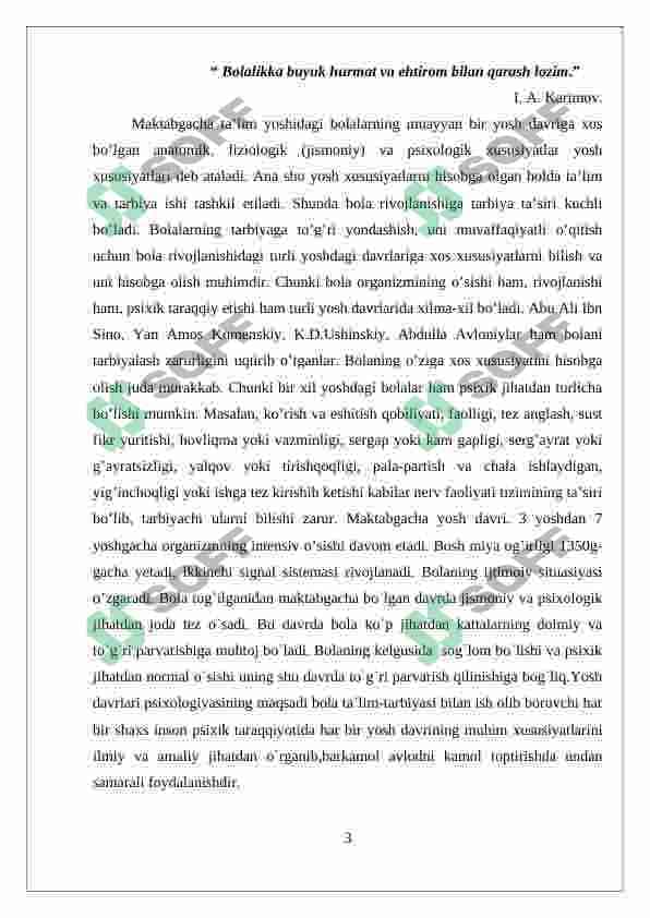 Maktabgacha yosh davrlarning o’ziga xos xususiyatlati 3