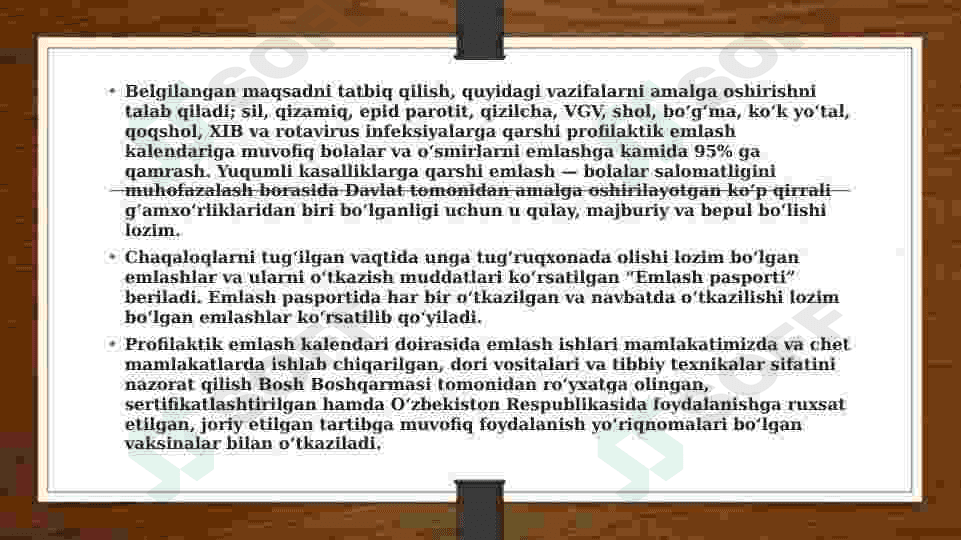 Emlash kalendar rejasini tuzish asoslari 3