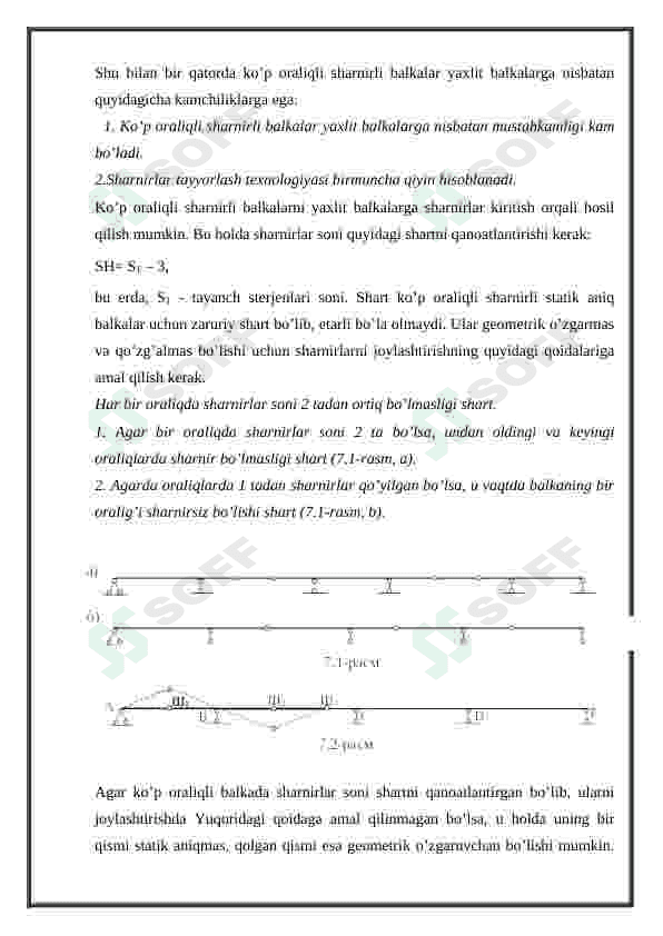 Ko`p oraliq statik aniq balkalar  qozg`almas yuklar ta’siriga hisoblash tartibi. 3