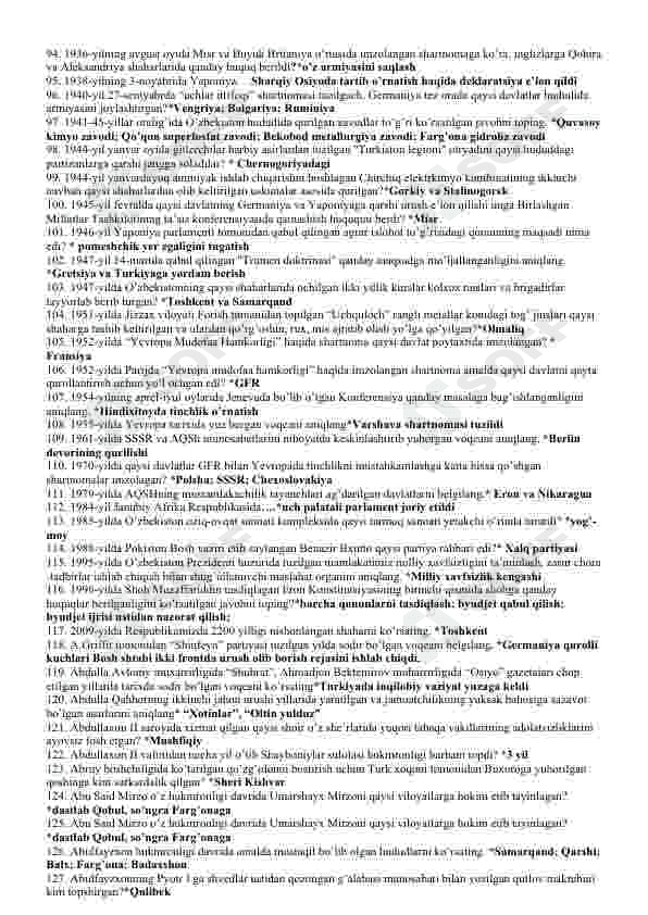 Umumiy Ta'rix-1074 ta savol va javob to'plami 4