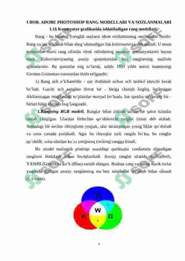 ADOBE PHOTOSHOP DASTURNING GRAFIK OBYEKTLARDA RANGLAR VA QATLAMLAR BILAN ISHLASHNING ZAMONAVIY USULLARI. 4